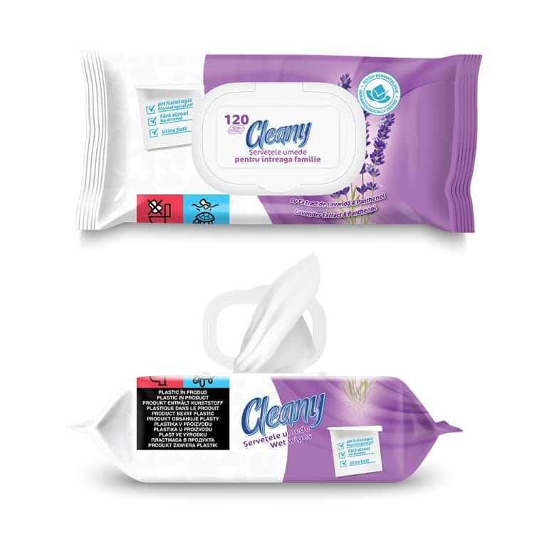 Servetele Umede cu Extract de lavanda 120 Buc. Cleany
