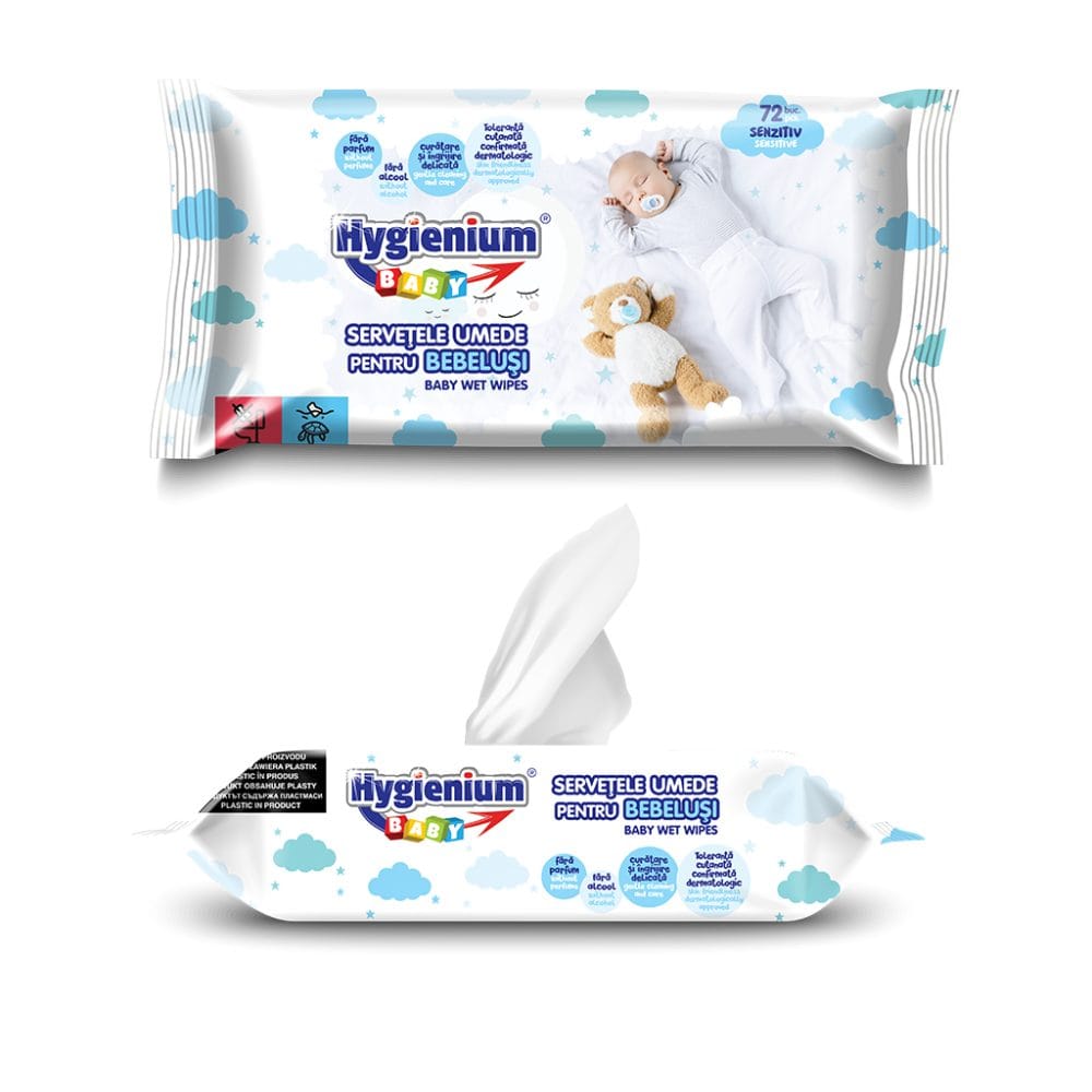 Servețele Umede pentru Bebeluși Sensibili Hygienium – 72 buc.