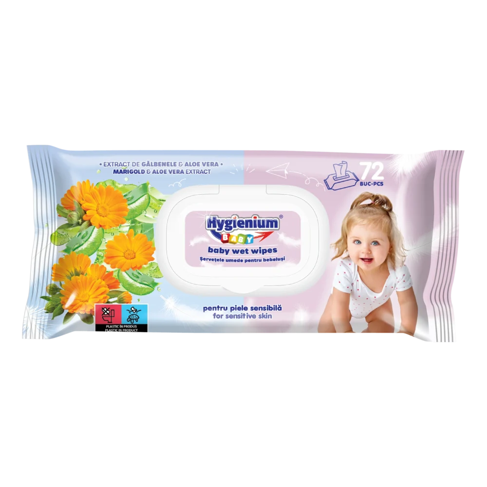 Șervețele Umede Bebeluși cu extract de gălbenele și aloe vera 72 Buc.